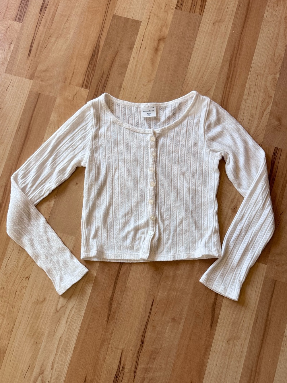 abercrombie kids girls long-sleeve button-through tee size9/10